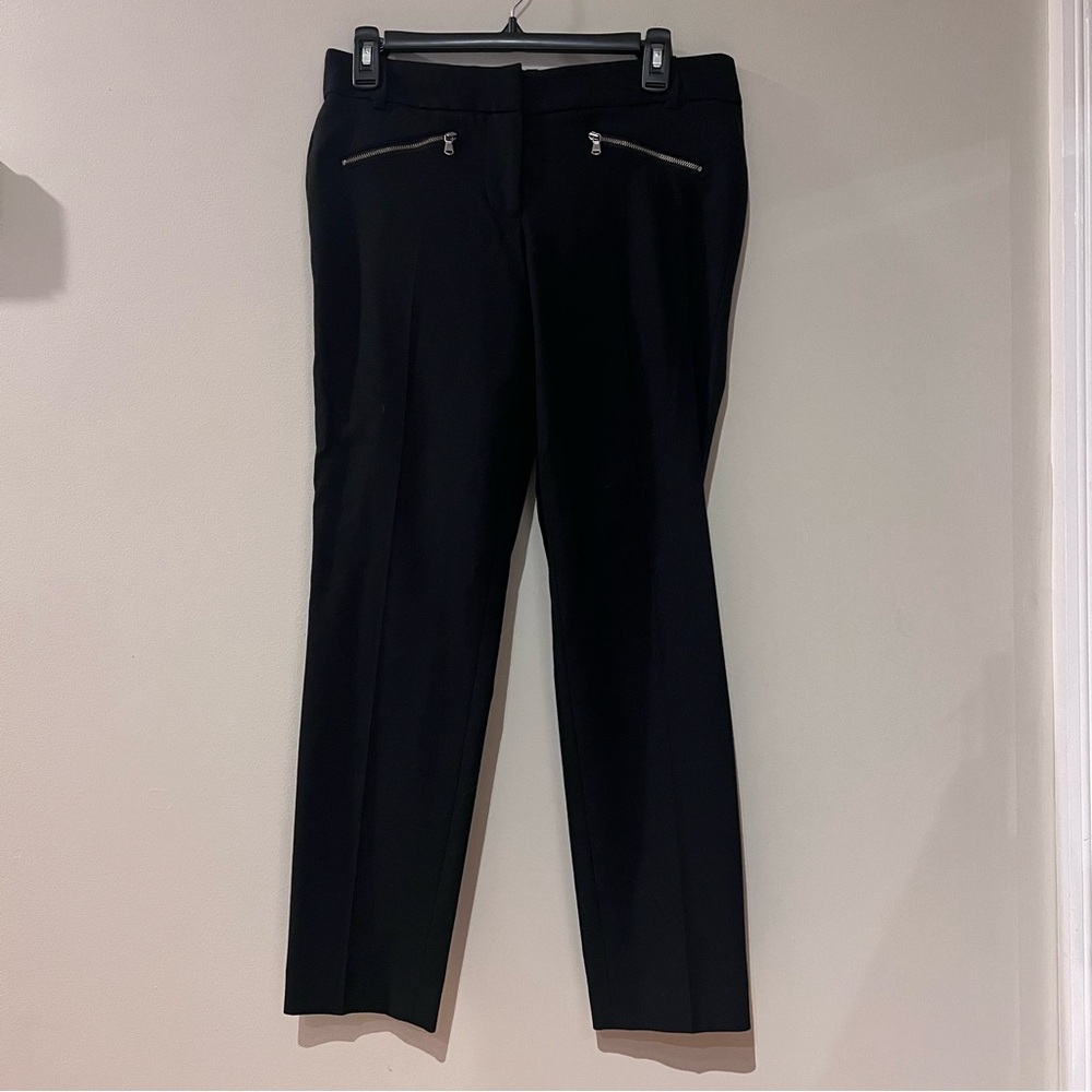 J. Crew Black Stretch Black Dress Pants with Zipper Details Size 4